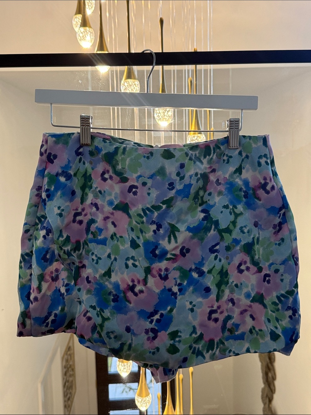 Zara Floral Print Mini Skort in Pastel Blue and Lavender